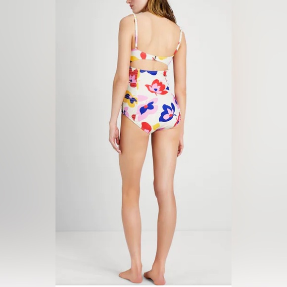 Kate Spade New York Floral Smocked Underwire One Piece Swimsuit Small NWT - Picture 4 of 5